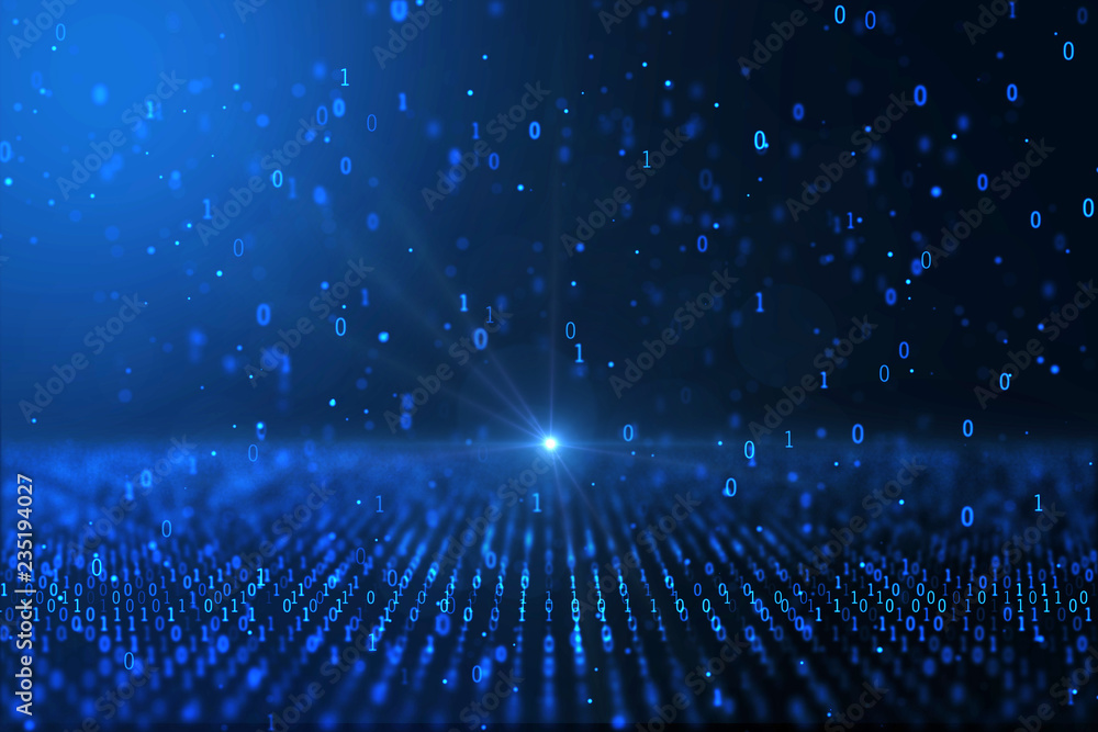Poster digital world concept computer generated blue binary background