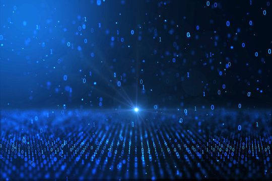 Digital world concept computer generated blue binary background