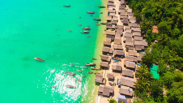 Aerial view, Mogan Village on Mu Ko Surin Island Nation park, Thailand