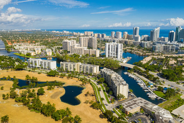 Fototapeta na wymiar Aerial photo Diplomat Parkway Hallandale Beach Florida USA