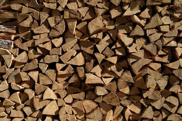 Cut wood on a pile ready for burning