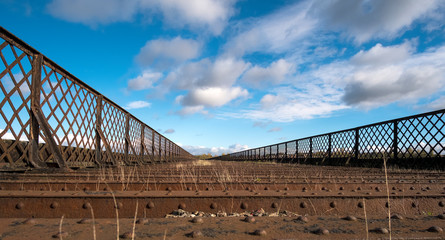 Bennerley viaduct, a Victorian iron railway bridge near Ilkeston Derbyshire, UK