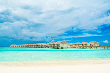 Fototapeta na wymiar Overwater bungalow in the Indian Ocean