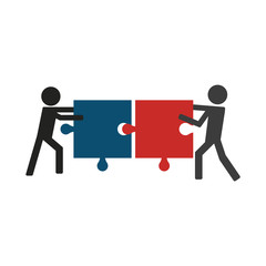 Men pulling jigsaw pictogram