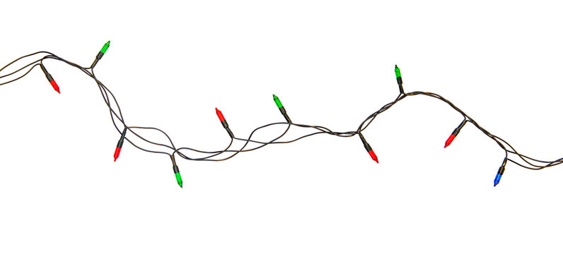 String Of Christmas Lights Isolated On White Background With Clipping Path