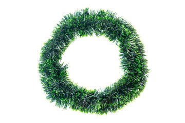 Christmas decorations frame with fir branches isolated on white background. with clipping path