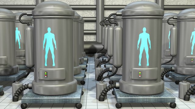 Life Support Chambers, Cryonic Tanks Containing People. 3d Render