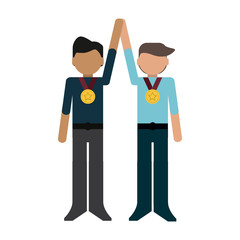 Businessmen with medal