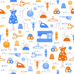 Sewing and needlework seamless pattern.
