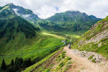 Beautiful view on the two hours trail to Wildseeloder house and Wildsee lake, historical and nature reserve place in Alps, Henne mountain, Lachfilzkogel, Fieberbrunn, Austria