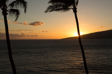 Sunset on shore of Maui Hawaii