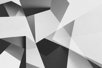 Composition with geometric shapes, black and white abstract background