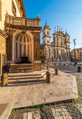 Frascati (Italy) - A little city of Castelli Romani in metropolitan area of Rome, famous for the many Villa of pontifical nobility. Here a view of historic center. 