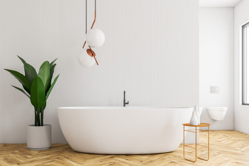 White bathroom, white tub