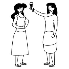 cartoon two women design