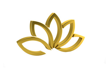 Gold Lotus Flower Background. 3D Render Illustration