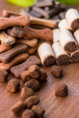 Dog food, multi colored