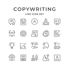 Set line icons of copywriting - obrazy, fototapety, plakaty