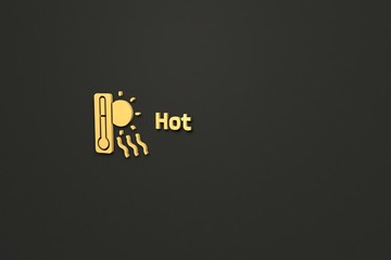 Illustration of Hot with yellow text on dark background