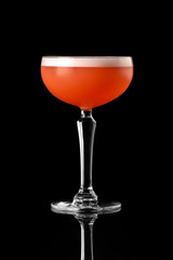 Cocktail on black background menu layout restaurant bar vodka wiskey tonic orange studio