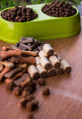 Dog food, multi colored