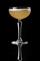 Cocktail on black background menu layout restaurant bar vodka wiskey tonic orange yellow studio