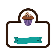 delicious cupcake sweet frame and ribbon