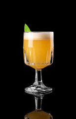 Cocktail on black background menu layout restaurant bar vodka wiskey tonic orange caribbean mint studio