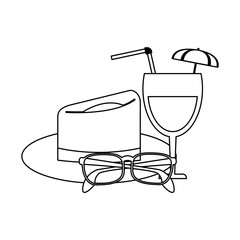 Travel and summer elements in black and white