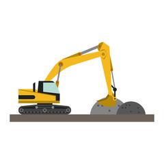 Construction backhoe loading gravel