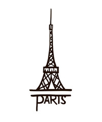 Fototapeta na wymiar Eiffel Tower hand drawn