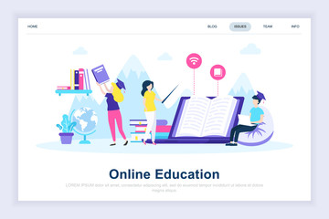 Online education modern flat design concept. Learning and people concept. Landing page template. Conceptual flat vector illustration for web page, website and mobile website.