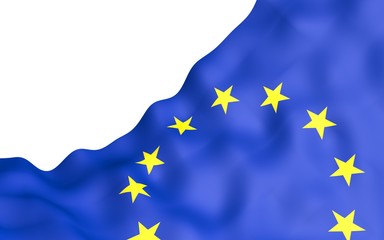 Slightly waving flag of the European Union isolated on white background, 3D rendering. Symbol of Europe. 3D illustration