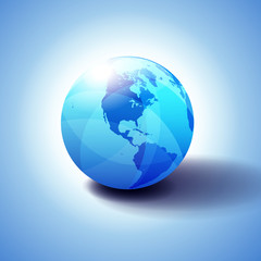 North and South America Background with Globe Icon 3D illustration