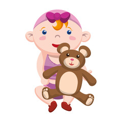 little girl baby with bear teddy character