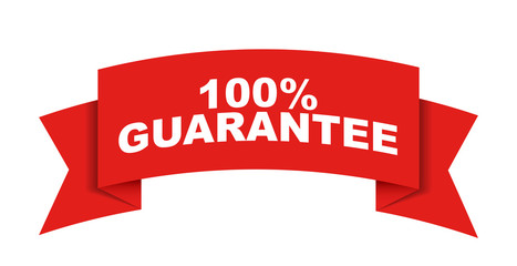 red vector banner 100% guarantee