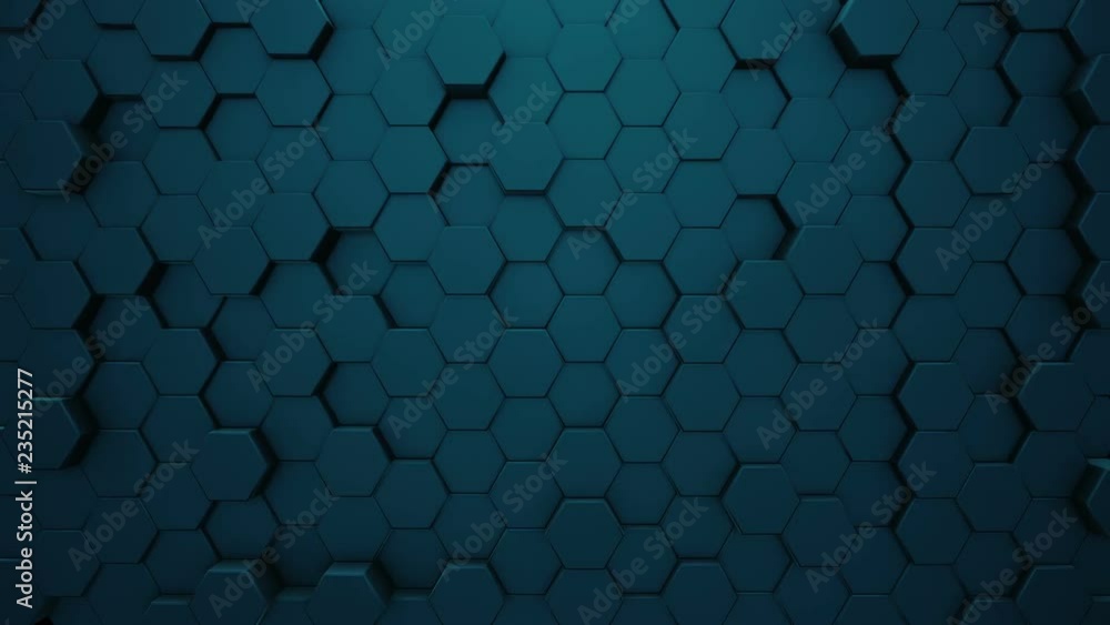Poster abstract moving hexagonal background, seamless 3d loop animation