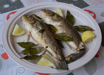 Lemon sea bass with grilled cooking