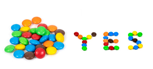 Colorful candies on white background