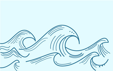 Blue water sea waves abstract vector background. Water wave curve background
