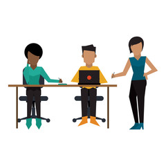 Business coworkers with laptop