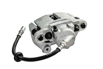 brake cylinder of a car on a white background with a shallow depth of field