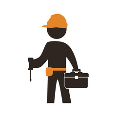worker mechanic with toolbox silhouette