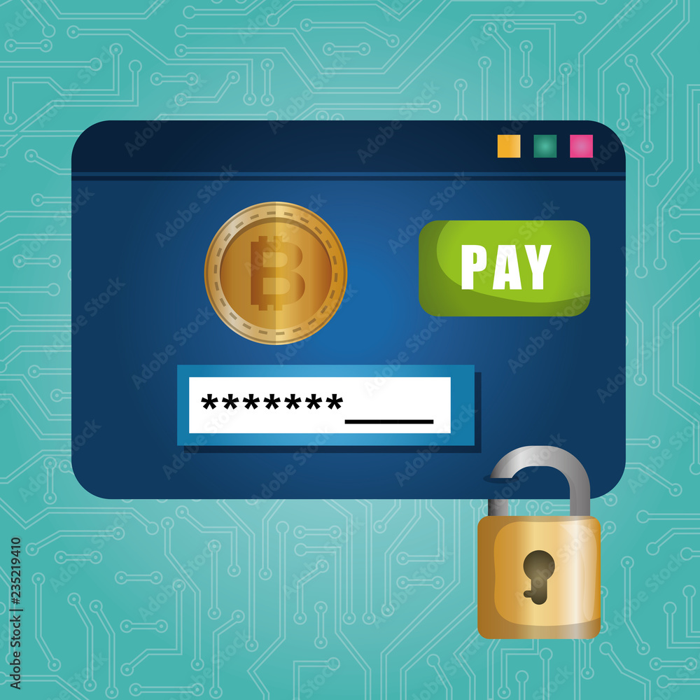 Poster template web with virtual coin bitcoin