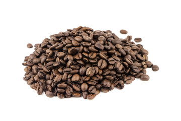 Coffee Beans isolated on white  background  area for copy space.