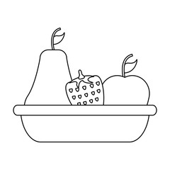 Delicious and healthy fruits in black and white