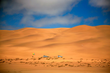 Fototapeta na wymiar Off-road at sand dunes in Namibia