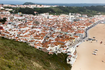 Wall murals Atlantic Ocean Road the roofs of buildings in the Portuguese resort of Nazare as seen from the viewpoint