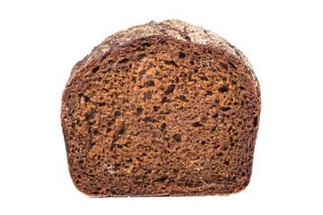 Slice of black rye bread, isolated on white