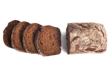 Sliced bread isolated on white background. Top view
